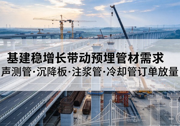泗洪基建稳增长带动预埋监测管材需求，声测管、沉降板、注浆管订单持续放量